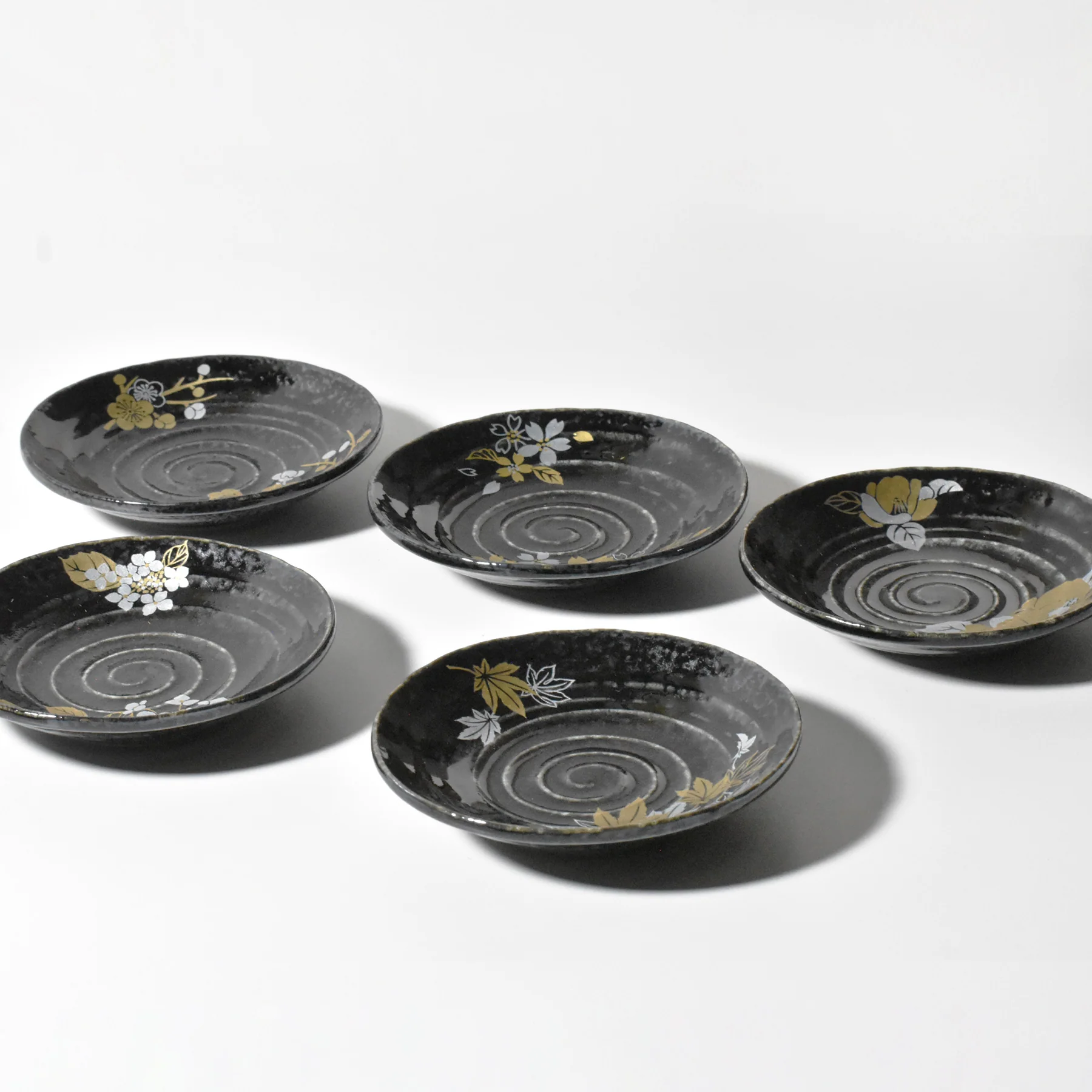 Japan Four Seasons(日本の四季) Carved Plate Set – Handcrafted Rustic Ceramic Plates - Image 3