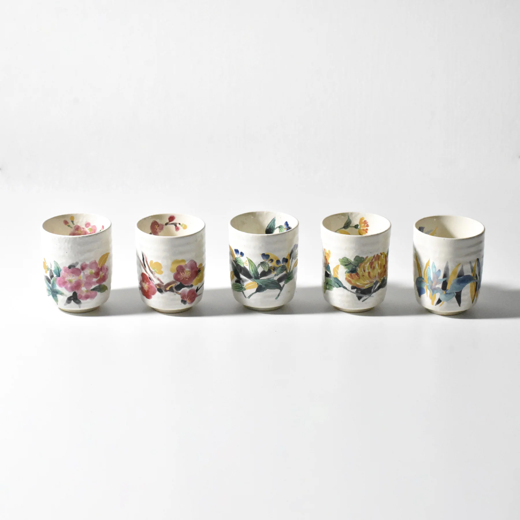 Manyo Wildflower (万葉草花) Yunomi Teacup Set – Authentic Japanese Tea Cups - Image 4
